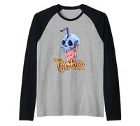 Kawaii Anime Skeleton Head Bubble Tea Boba Tea Raglan Baseball Tee