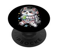 Kawaii Astronaut Cat Drinking Slushy Space Art PopSockets Adhesive PopGrip