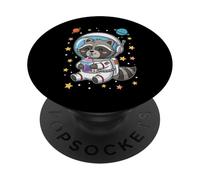 Kawaii Astronaut Raccoon Drinking Slushy Space Art PopSockets Adhesive PopGrip