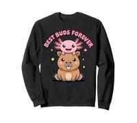 Kawaii Axolotl and Capybara Best Buds Forever Cute Design Sweatshirt