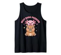 Kawaii Axolotl and Capybara Best Buds Forever Cute Design Tank Top