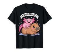 Kawaii Axolotl and Capybara Cute Animal Buddies Design T-Shirt