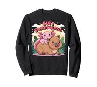 Kawaii Axolotl and Capybara Cute Companions Animal Design Sweatshirt