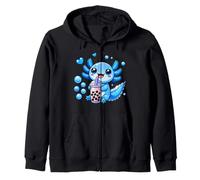 Kawaii Axolotl Bubble Boba Tea Zip Hoodie