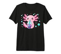 Kawaii Axolotl Drinking Boba Tea Cute Bubble Tea Axolotls Premium T-Shirt