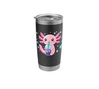 Kawaii Axolotl Drinking Boba Tea Cute Bubble Tea Axolotls Stainless Steel Insulated Tumbler