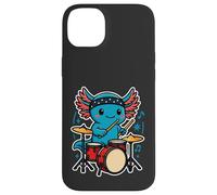 Kawaii Axolotl Drummer with Drum Set Cute Rock Music Case for iPhone 14 Plus
