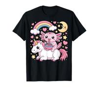 Kawaii Axolotl Eating Ramen Noodles Riding Unicorn T-Shirt