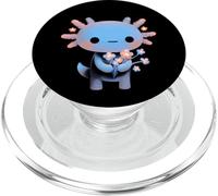 Kawaii Axolotl Flowers Chibi Anime Blue PopSockets PopGrip for MagSafe