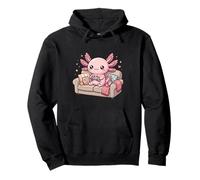 Kawaii Axolotl Gamer Cute Pastel Gaming Aesthetic Kids Pullover Hoodie
