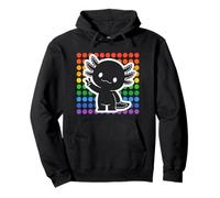 Kawaii Axolotl Peace Sign Rainbow Dots Cute Animal Pullover Hoodie