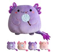 Kawaii Axolotl Plush Pillow - Super Soft Axolotl Hugging Pillow for Kids & Adults, Cute Salamander Stuffed Animal Toy - Great for Christmas, Graduation(Purple, Lollipop)