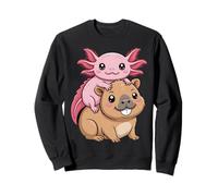 Kawaii Axolotl Sitting on Capybara Cute Animal Design Sweatshirt