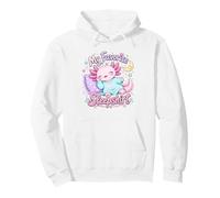 Kawaii Axolotl Sleeping Moon Stars Design Pullover Hoodie