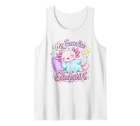 Kawaii Axolotl Sleeping Moon Stars Design Tank Top