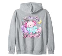 Kawaii Axolotl Sleeping Moon Stars Design Zip Hoodie