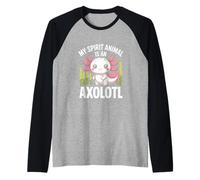 Kawaii Axolotl Spirit Animal Raglan Baseball Tee