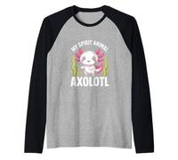 Kawaii Axolotl Spirit Animal Raglan Baseball Tee