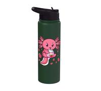 Kawaii Axolotl Strawberry Milk Shake Japanese Anime Stainless Steel Insulated Water Bottle