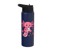 Kawaii Axolotl Strawberry Milk Shake Japanese Anime Stainless Steel Insulated Water Bottle