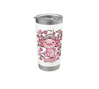 Kawaii Axolotl with Cherries and Sakura Cherry Blossoms Stainless Steel Insulated Tumbler