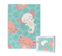 Kawaii Baby Cute Axolotl,500 Pieces Wooden Jigsaw Family Game Jigsaw Puzzles for Adults Teens