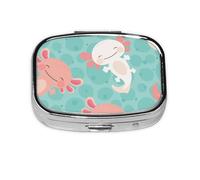 Kawaii Baby Cute Axolotl,Meta Pill Box 2 Compartment Medicine Case,Portable Organizer,Rectangle Meta Portable Organizer Pill Box 321 Compartment Medicine Case