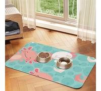 Kawaii Baby Cute Axolotl,Waterproof Pet Feeding Mat,PU Leather Placemats for Cat Dog Water Bowl,Food Mats,40x60cm