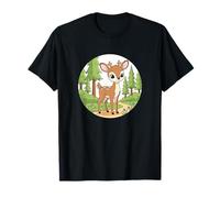 Kawaii Baby Deer in Enchanted Woodland Forest T-Shirt