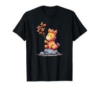 Kawaii Baby Giraffe Autumn Leaves Fantasy T-Shirt