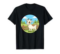 Kawaii Baby Goat Cute Farm Animal Pasture Scene T-Shirt