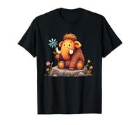 Kawaii Baby Mammoth with Flower Prehistoric T-Shirt