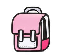 Kawaii Backpack Cartoon 3D Jump Style 2D Drawing from Comic Paper Anime Bookbag School Supplies Cute Fun Daypack (Pink)