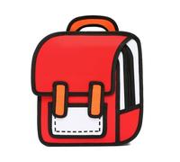 Kawaii Backpack Cartoon 3D Jump Style 2D Drawing from Comic Paper Anime Bookbag School Supplies Cute Fun Daypack (Red)