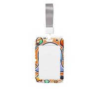 Kawaii-Bats-Halloween-Pumpkins Abs Vertical Id Badge Holder, Name Badge with Clear Scanning Film