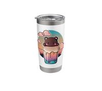 Kawaii Bear Bubble Tea Boba Drink Sunset Clouds Aesthetic Stainless Steel Insulated Tumbler