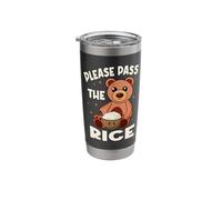 Kawaii Bear Funny Rice Bowl Please Pass The Rice Stainless Steel Insulated Tumbler