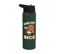 Kawaii Bear Funny Rice Bowl Please Pass The Rice Stainless Steel Insulated Water Bottle