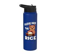 Kawaii Bear Funny Rice Bowl Please Pass The Rice Stainless Steel Insulated Water Bottle