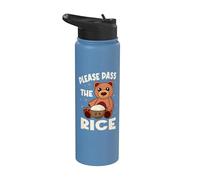 Kawaii Bear Funny Rice Bowl Please Pass The Rice Stainless Steel Insulated Water Bottle