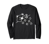Kawaii Bear Throwing Dices Geometry Polyhedral Line Art Long Sleeve T-Shirt