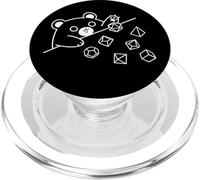 Kawaii Bear Throwing Dices Geometry Polyhedral Line Art PopSockets PopGrip for MagSafe