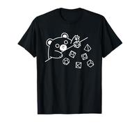 Kawaii Bear Throwing Dices Geometry Polyhedral Line Art T-Shirt