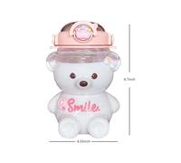 Kawaii Bear Water Bottle With Straw, 34oz Cute Water Bottle with 3D Kawaii Stickers and Shoulder Straps No Leak Large Cute Kids Water Bottles