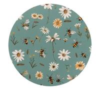 Kawaii Bees and Daisy Flowers Small Round Mouse Pad, Anti-Slip Rubber Computer Mousepad for Office Home Gaming Laptop, 10 x 10 Inch
