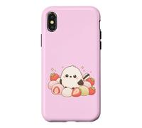 Kawaii Bird Shima-Enaga Strawberry Mochi Case for iPhone X/XS