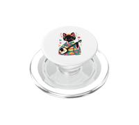 Kawaii Black Cat Geisha Japanese Anime Sakura Kimono PopSockets PopGrip for MagSafe