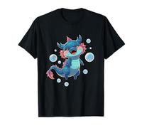 Kawaii Blue Baby Dragon with Magical Bubbles T-Shirt