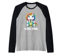 Kawaii Boba Bubble Tea Unicorn Raglan Baseball Tee
