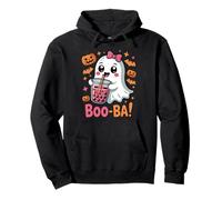Kawaii Boba Tea Boo Ghost Halloween Girl Women Coquette Bow Pullover Hoodie